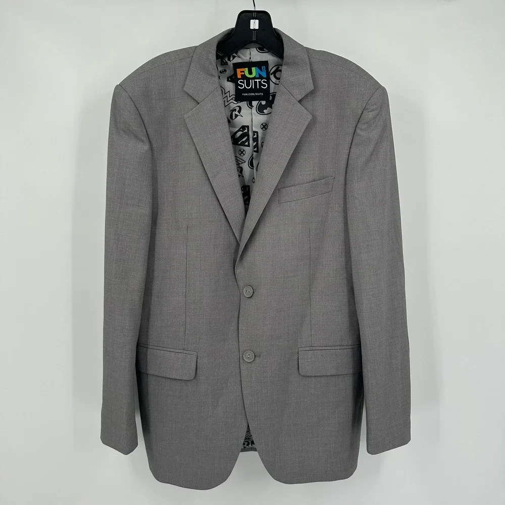 Fun Suits Mens Gray DC Comics Superhero Justice League Lining Blazer Jacket 40
